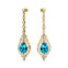 Art Deco Style Pear Shaped Swiss Blue Topaz Diamond Drop Earrings - GeumJewels