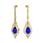 Art Deco Style Pear Shaped Tanzanite Diamond Drop Earrings - GeumJewels