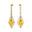 Art Deco Style Pear Shaped Yellow Sapphire Diamond Drop Earrings - GeumJewels