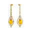 Art Deco Style Pear Shaped Yellow Sapphire Diamond Drop Earrings - GeumJewels