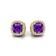 Cushion Cut Amethyst Halo Diamond Stud Earrings - GeumJewels