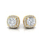 Cushion Cut Lab Diamond Halo Diamond Stud Earrings - GeumJewels