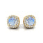 Cushion Cut Moonstone Halo Diamond Stud Earrings - GeumJewels