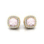 Cushion Cut Morganite Halo Diamond Stud Earrings - GeumJewels