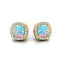 Cushion Cut Opal Halo Diamond Stud Earrings - GeumJewels