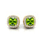 Cushion Cut Peridot Halo Diamond Stud Earrings - GeumJewels
