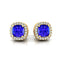 Cushion Cut Tanzanite Halo Diamond Stud Earrings - GeumJewels