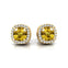 Cushion Cut Yellow Sapphire Halo Diamond Stud Earrings - GeumJewels