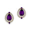 Double Halo Cluster Diamonds Teardrop Amethyst Stud Earrings - GeumJewels