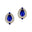 Double Halo Cluster Diamonds Teardrop Blue Sapphire Stud Earrings - GeumJewels