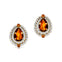 Double Halo Cluster Diamonds Teardrop Citrine Stud Earrings - GeumJewels