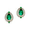 Double Halo Cluster Diamonds Teardrop Emerald Stud Earrings - GeumJewels