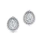 Double Halo Cluster Diamonds Teardrop Lab Diamond Stud Earrings - GeumJewels