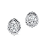 Double Halo Cluster Diamonds Teardrop Lab Diamond Stud Earrings - GeumJewels