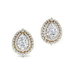 Double Halo Cluster Diamonds Teardrop Lab Diamond Stud Earrings - GeumJewels