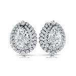 Double Halo Cluster Diamonds Teardrop Lab Diamond Stud Earrings - GeumJewels