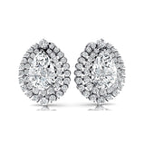 Double Halo Cluster Diamonds Teardrop Lab Diamond Stud Earrings - GeumJewels