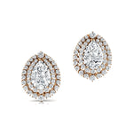 Double Halo Cluster Diamonds Teardrop Lab Diamond Stud Earrings - GeumJewels