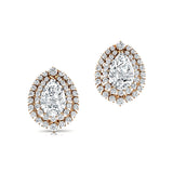 Double Halo Cluster Diamonds Teardrop Lab Diamond Stud Earrings - GeumJewels