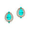 Double Halo Cluster Diamonds Teardrop Paraiba Tourmaline Stud Earrings - GeumJewels