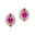 Double Halo Cluster Diamonds Teardrop Pink Sapphire Stud Earrings - GeumJewels