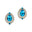 Double Halo Cluster Diamonds Teardrop Swiss Blue Topaz Stud Earrings - GeumJewels