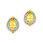 Double Halo Cluster Diamonds Teardrop Yellow Sapphire Stud Earrings - GeumJewels
