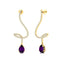 Elegant Spiral Teardrop Amethyst Diamond Drop Earrings - GeumJewels