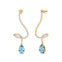 Elegant Spiral Teardrop Aquamarine Diamond Drop Earrings - GeumJewels