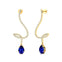 Elegant Spiral Teardrop Blue Sapphire Diamond Drop Earrings - GeumJewels