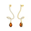 Elegant Spiral Teardrop Citrine Diamond Drop Earrings - GeumJewels