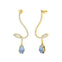 Elegant Spiral Teardrop Moonstone Diamond Drop Earrings - GeumJewels