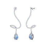Elegant Spiral Teardrop Moonstone Diamond Drop Earrings - GeumJewels