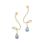 Elegant Spiral Teardrop Moonstone Diamond Drop Earrings - GeumJewels
