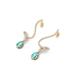 Elegant Spiral Teardrop Paraiba Tourmaline Diamond Drop Earrings - GeumJewels