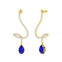 Elegant Spiral Teardrop Tanzanite Diamond Drop Earrings - GeumJewels