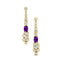Elongated Cushion Amethyst Bezel Set Diamond Drop Earrings - GeumJewels