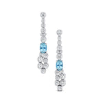 Elongated Cushion Aquamarine Bezel Set Diamond Drop Earrings - GeumJewels
