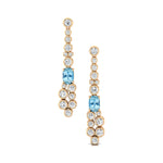 Elongated Cushion Aquamarine Bezel Set Diamond Drop Earrings - GeumJewels