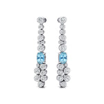 Elongated Cushion Aquamarine Bezel Set Diamond Drop Earrings - GeumJewels