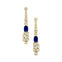 Elongated Cushion Blue Sapphire Bezel Set Diamond Drop Earrings - GeumJewels