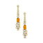 Elongated Cushion Citrine Bezel Set Diamond Drop Earrings - GeumJewels