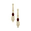 Elongated Cushion Garnet Bezel Set Diamond Drop Earrings - GeumJewels