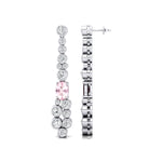 Elongated Cushion Morganite Bezel Set Diamond Drop Earrings - GeumJewels