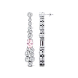 Elongated Cushion Morganite Bezel Set Diamond Drop Earrings - GeumJewels