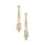 Elongated Cushion Morganite Bezel Set Diamond Drop Earrings - GeumJewels