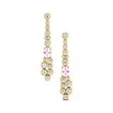 Elongated Cushion Morganite Bezel Set Diamond Drop Earrings - GeumJewels