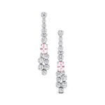 Elongated Cushion Morganite Bezel Set Diamond Drop Earrings - GeumJewels