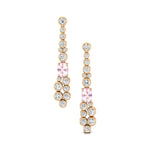 Elongated Cushion Morganite Bezel Set Diamond Drop Earrings - GeumJewels