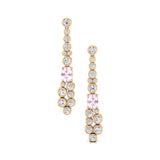 Elongated Cushion Morganite Bezel Set Diamond Drop Earrings - GeumJewels